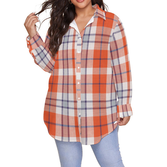 Clemson Tartan Plaid Women's Shirt With Long Sleeve(Plus Size)