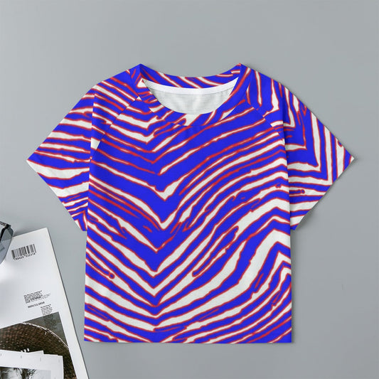 Eco-friendly  Buffalo Bills Zubaz Women's cropped Raglan T-shirt With Short Sleeve