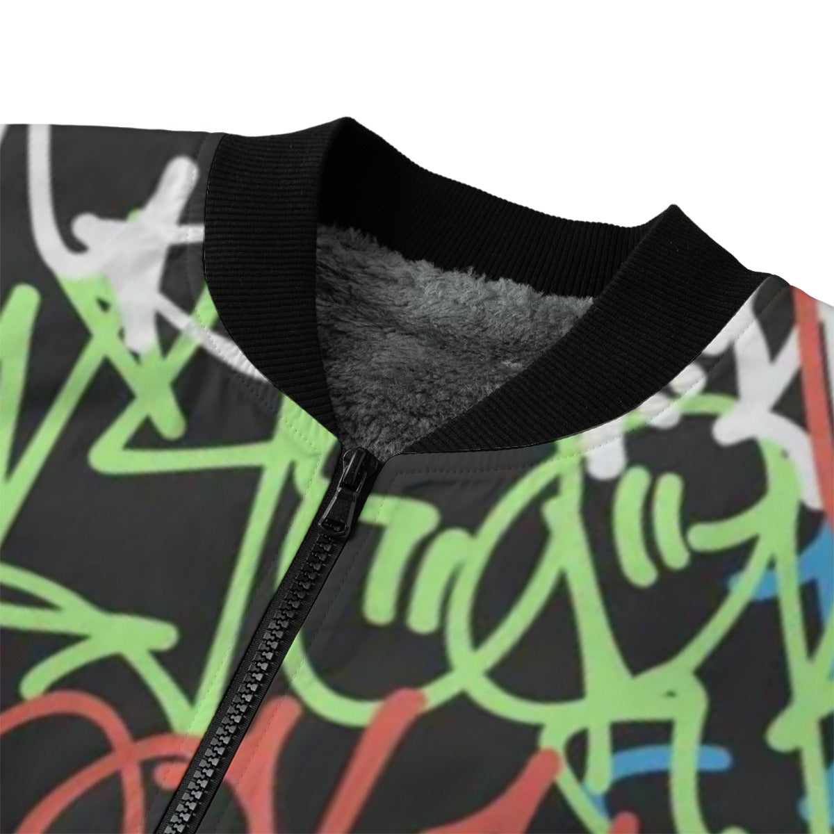 Wildstyle Graffiti Seamless Pattern Tags Fashion Fleece Bomber Jacket