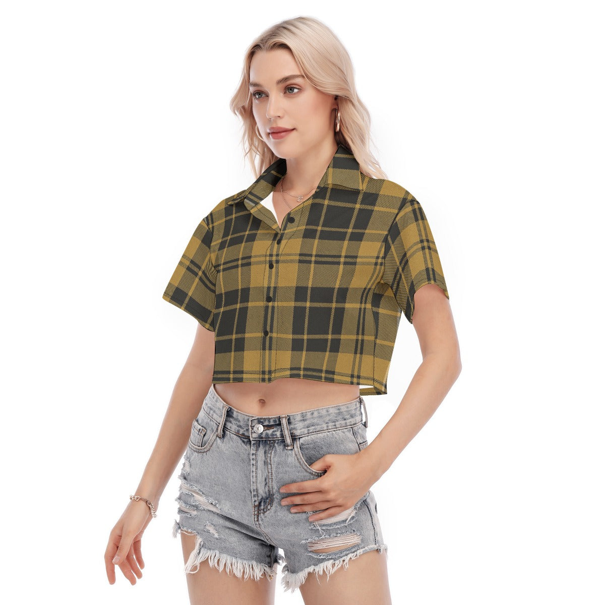 Central Florida - Knights tartan plaid Women's Cropped Shirt