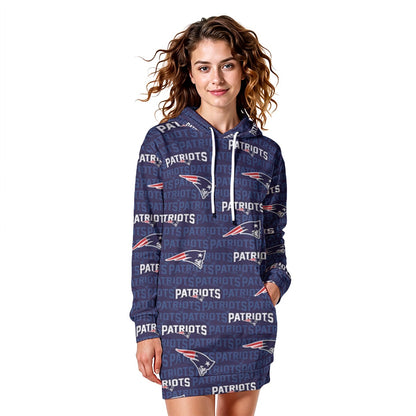 New England Football Game Day All-Over Print Women's Heavy Fleece Long Hoodie