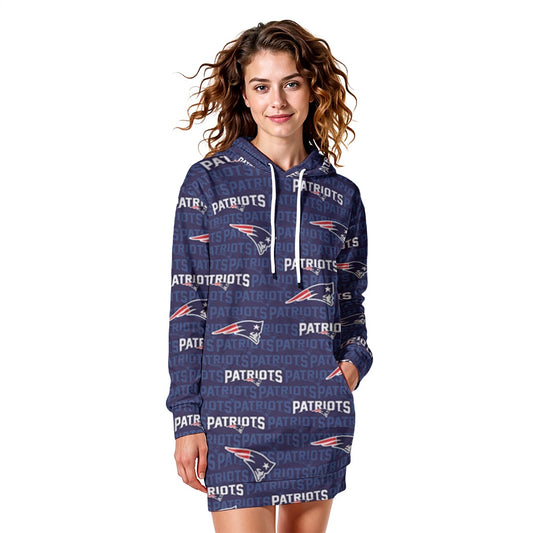 New England Football Game Day All-Over Print Women's Heavy Fleece Long Hoodie