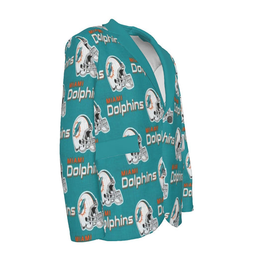 Miami Football Game Day All-Over Print Men's Casual Flat Lapel Collar Blazer