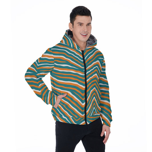 Miami Football Game Day All-Over Print Men's Sherpa Fleece Zip Up Hoodie