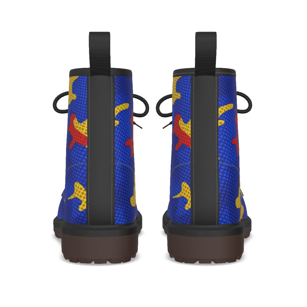 Urban Legend Kansas Blue and Crimson Camo Martin Short Boots – Jayhawks-Inspired Streetwear for Game