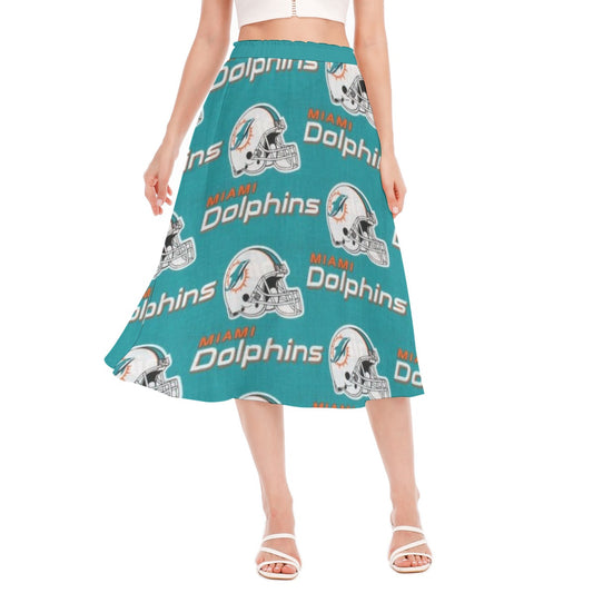 Miami Football Game Day All-Over Print Women's Long Section Chiffon Skirt
