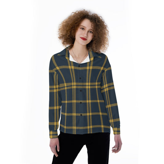 California UC Berkeley Golden Bears Tartan Plaid  Women's Satin Shirt