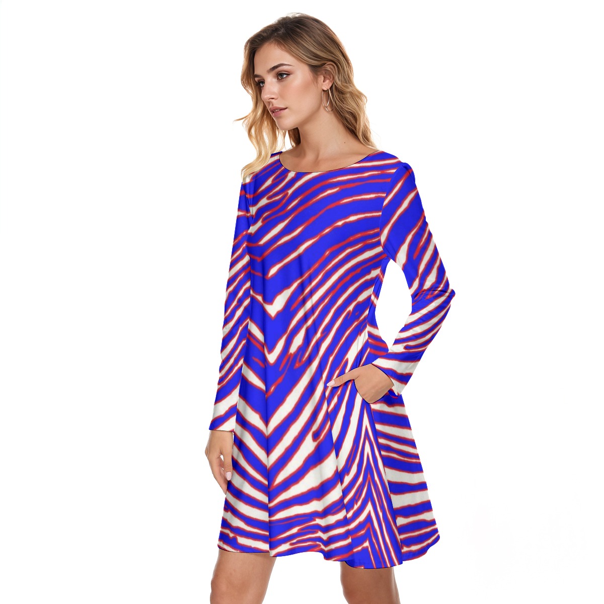 Buffalo Bills Zubaz Women's Round Neck Dress|190GSM Cotton