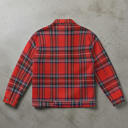 Red Royal Stewart tartan plaid Unisex Collared Jacket