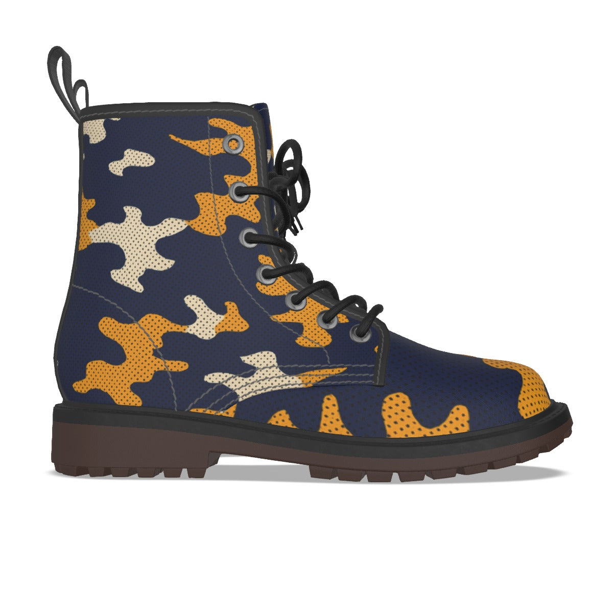 Urban Legend California Berkeley Blue and Gold Camo Martin Short Boots – Golden Bears Inspired Stree