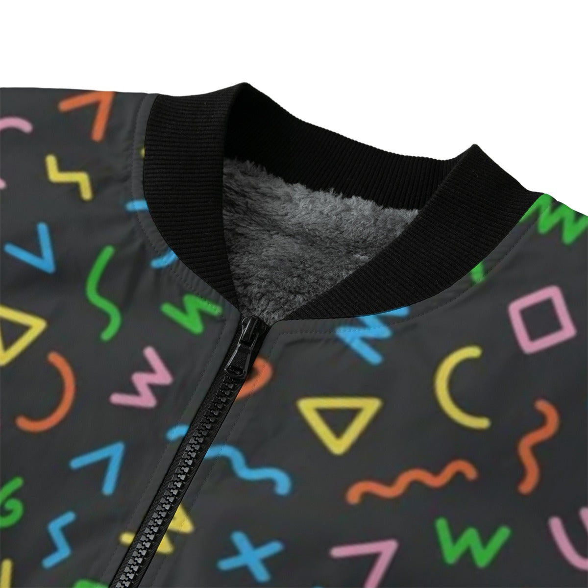 Urban Legend 90s Street Icons Memphis-Style Pattern Abstract Fleece Bomber Jacket