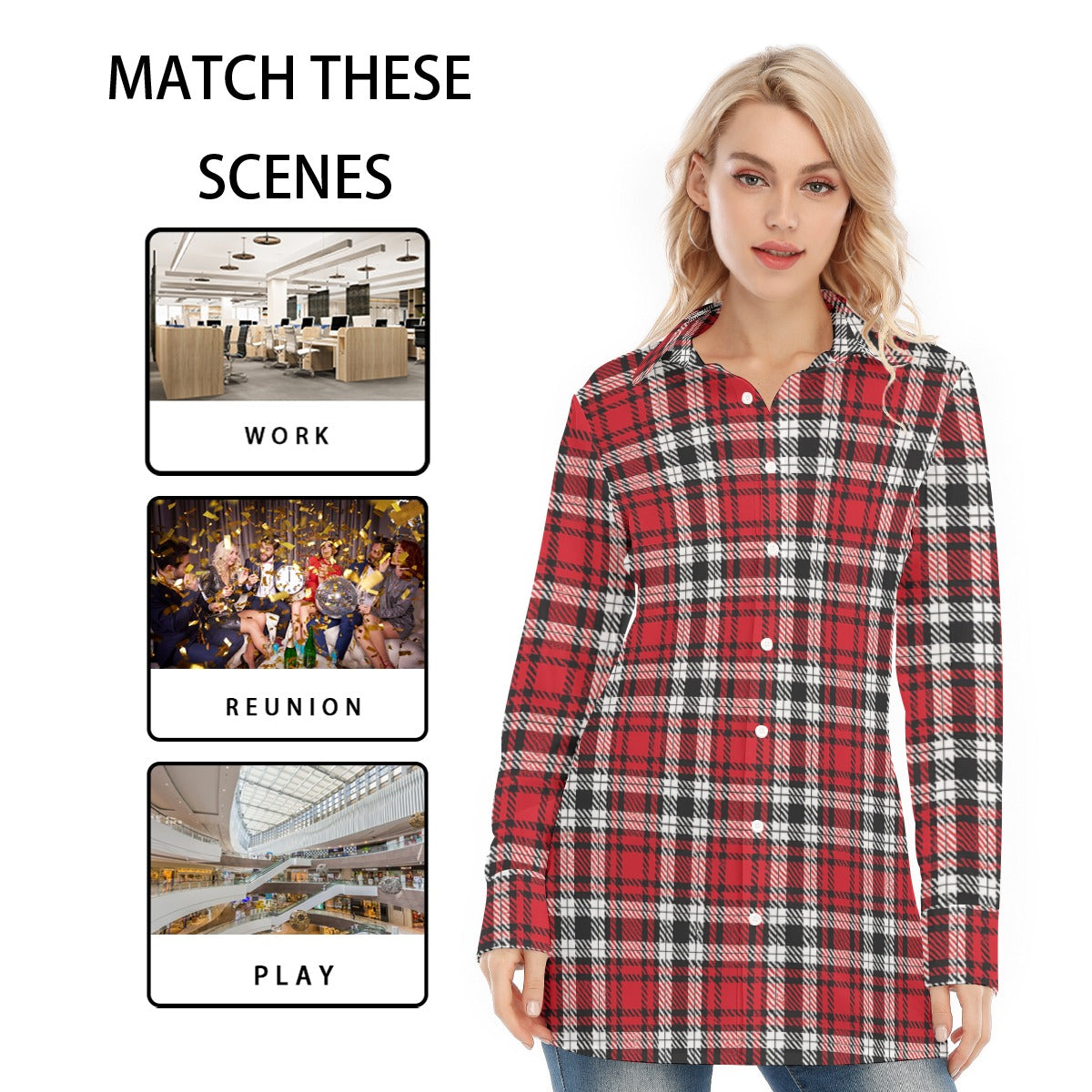 Louisville Cardinals Tartan Plaid Women's Long Shirt