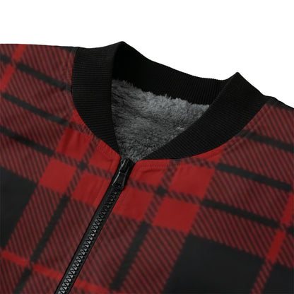 Wallace – black and red with strong contrast tartan Fleece Bomber Jacket