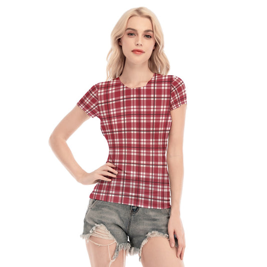 Alabama Tartan plaid Women's Short Sleeve Mesh Blouse