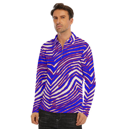 Buffalo Bills Zubaz Men's Lapel T-shirt With Neckline Zipper Closure