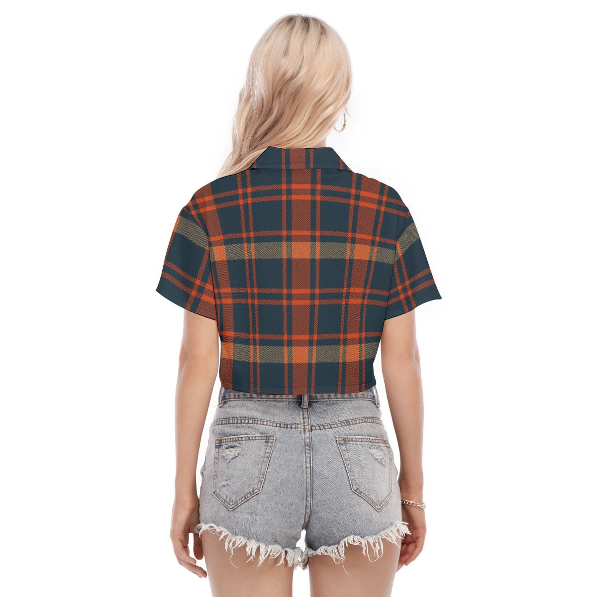 Auburn - Tigers Tartan Plaid Women's Cropped Shirt