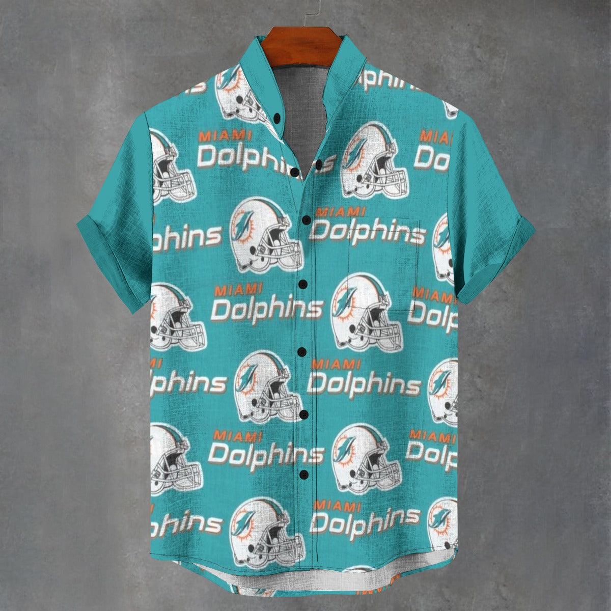 Miami Football Game Day All-Over Print Men's Stand Collar Shirt|110GSM Imitation Flax