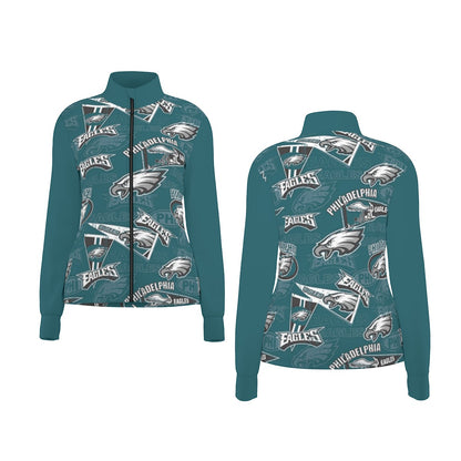Philadelphia Football Game Day All-Over Print Women's Long Sleeve Thumbhole Jacket