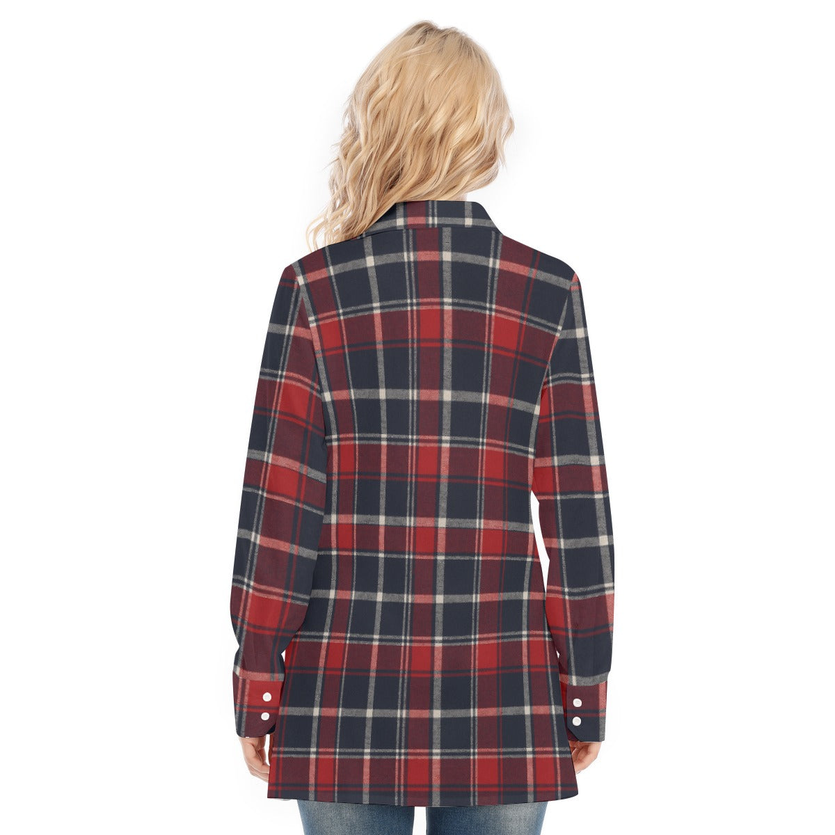 Mississippi Tartan Plaid Ole Miss Rebels Women's Long Shirt |115GSM Cotton poplin