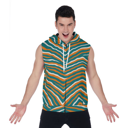 Miami Football Game Day All-Over Print Men's Zipper-Up Sleeveless Hoodie
