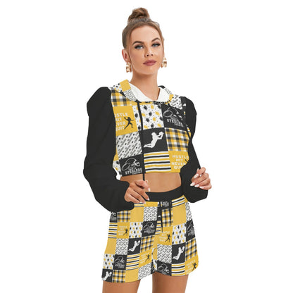 All-Over Print Women's Mirco Fleece Hoodie And Shorts Set
