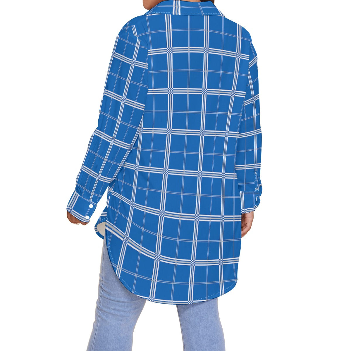 Kentucky Tartan Plaid Wildcats  Women's Shirt With Long Sleeve(Plus Size)
