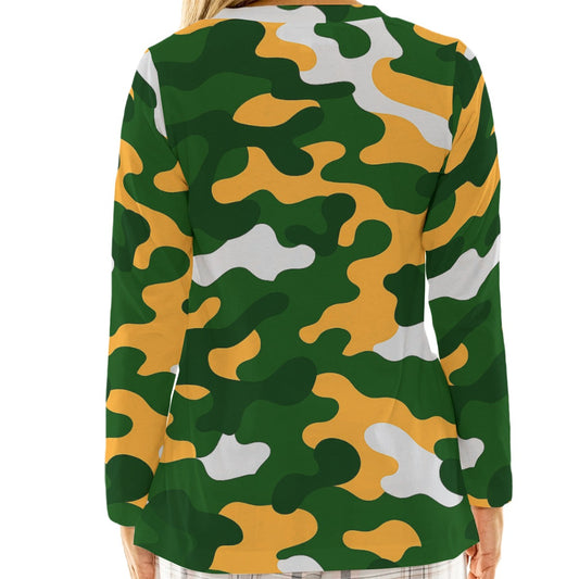 Green Bay Football Game Day All-Over Print Women's Loose V-Neck T-Shirt With Long Sleeve