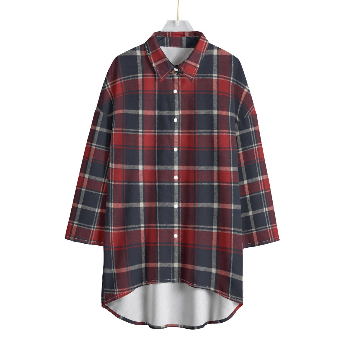 Mississippi Tartan Plaid Ole Miss Rebels Women's Chiffon Shirt With Elbow Sleeve