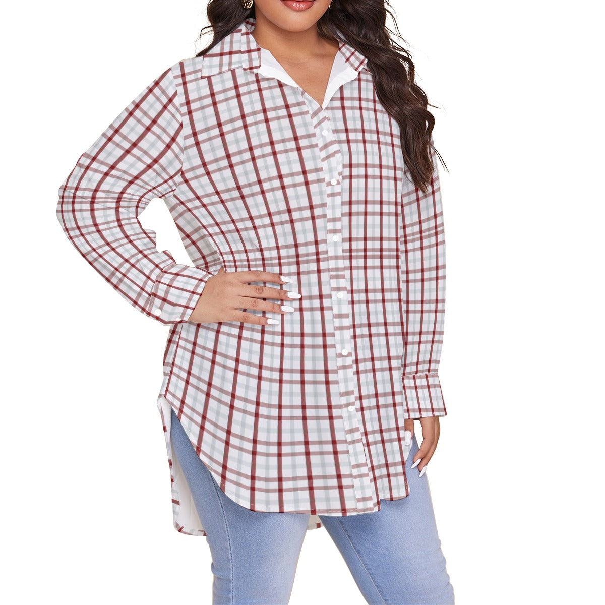 Indiana Tartan Plaid Bloomington  Hoosiers Women's Shirt With Long Sleeve(Plus Size)