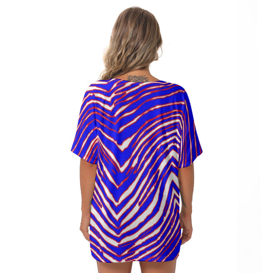 Buffalo Bills Zubaz Women's Bat Sleeves V-Neck Blouse