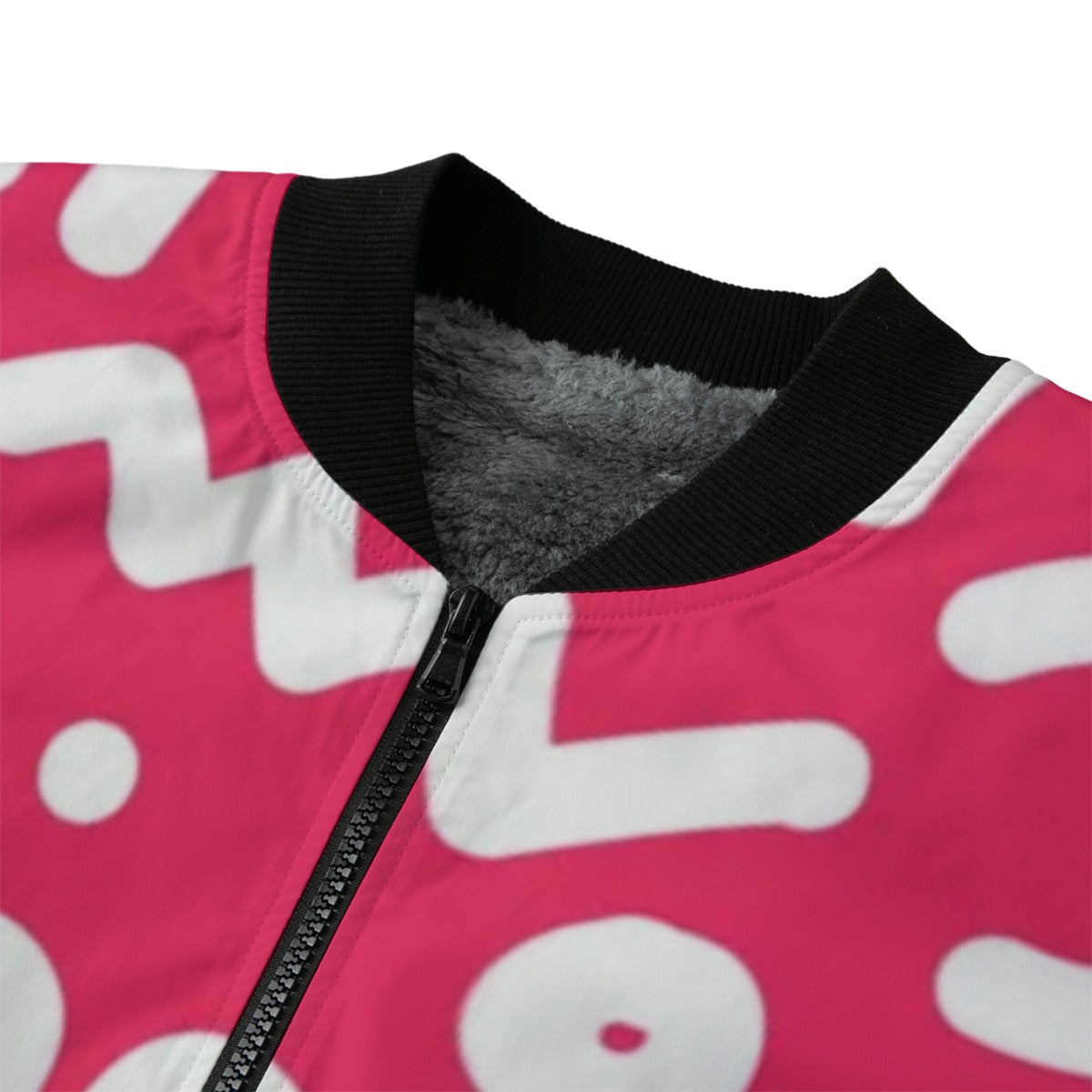 Urban Legend 90s Street Icons – Memphis Red Seamless Pattern Fleece Bomber Jacket