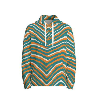 Miami Football Game Day All-Over Print Men's Half  Button Hoodie