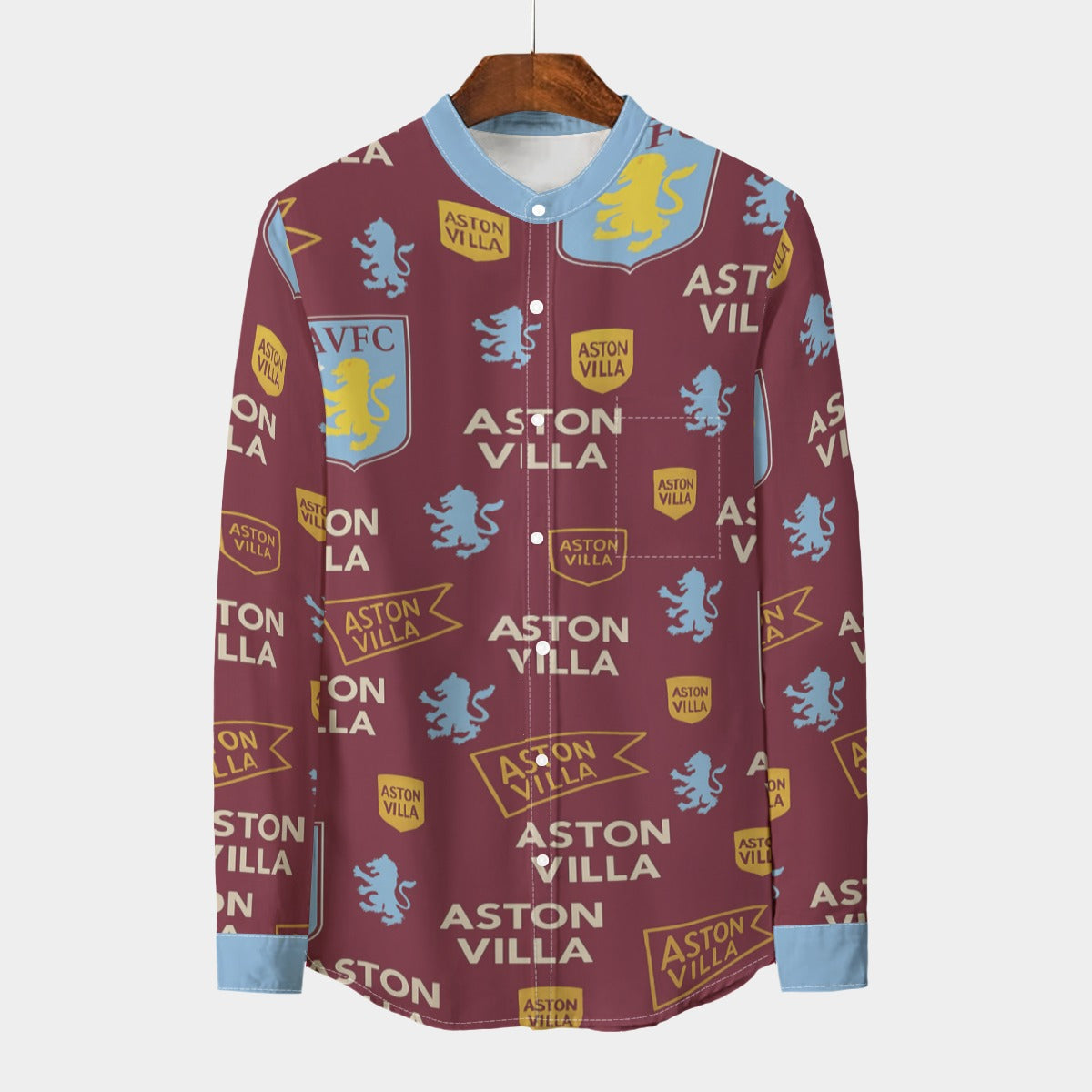 Aston Villa Stand Collar Long Sleeve Shirt – 110GSM Imitation Flax Fabric