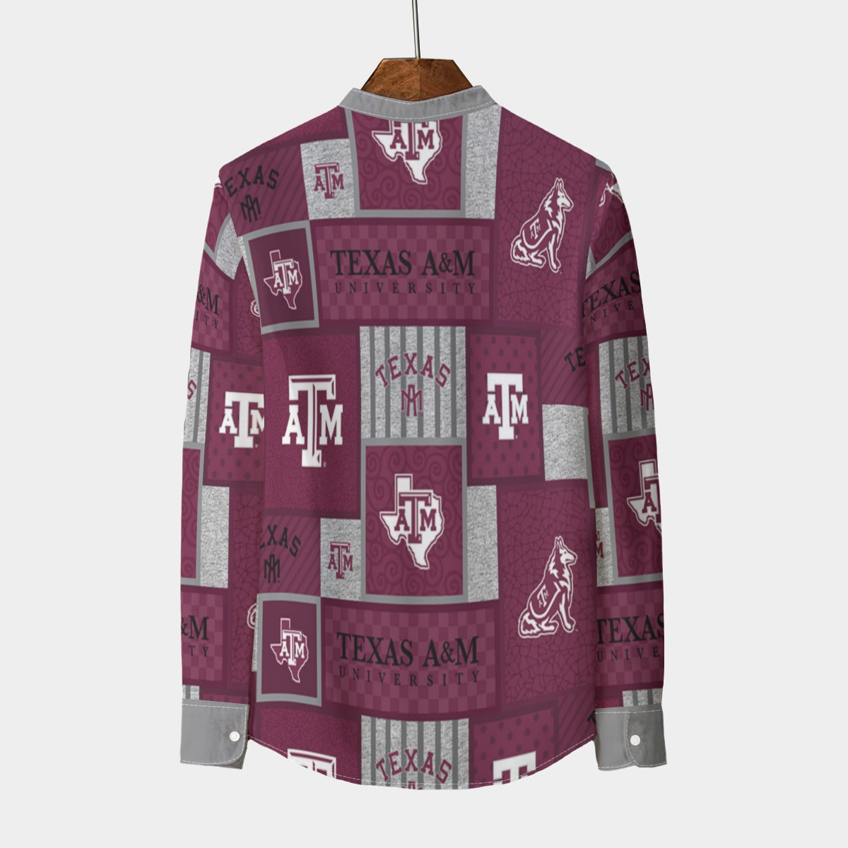 Texas A&M Aggies Stand Collar Shirt With Long Sleeve|110GSM Imitation Flax