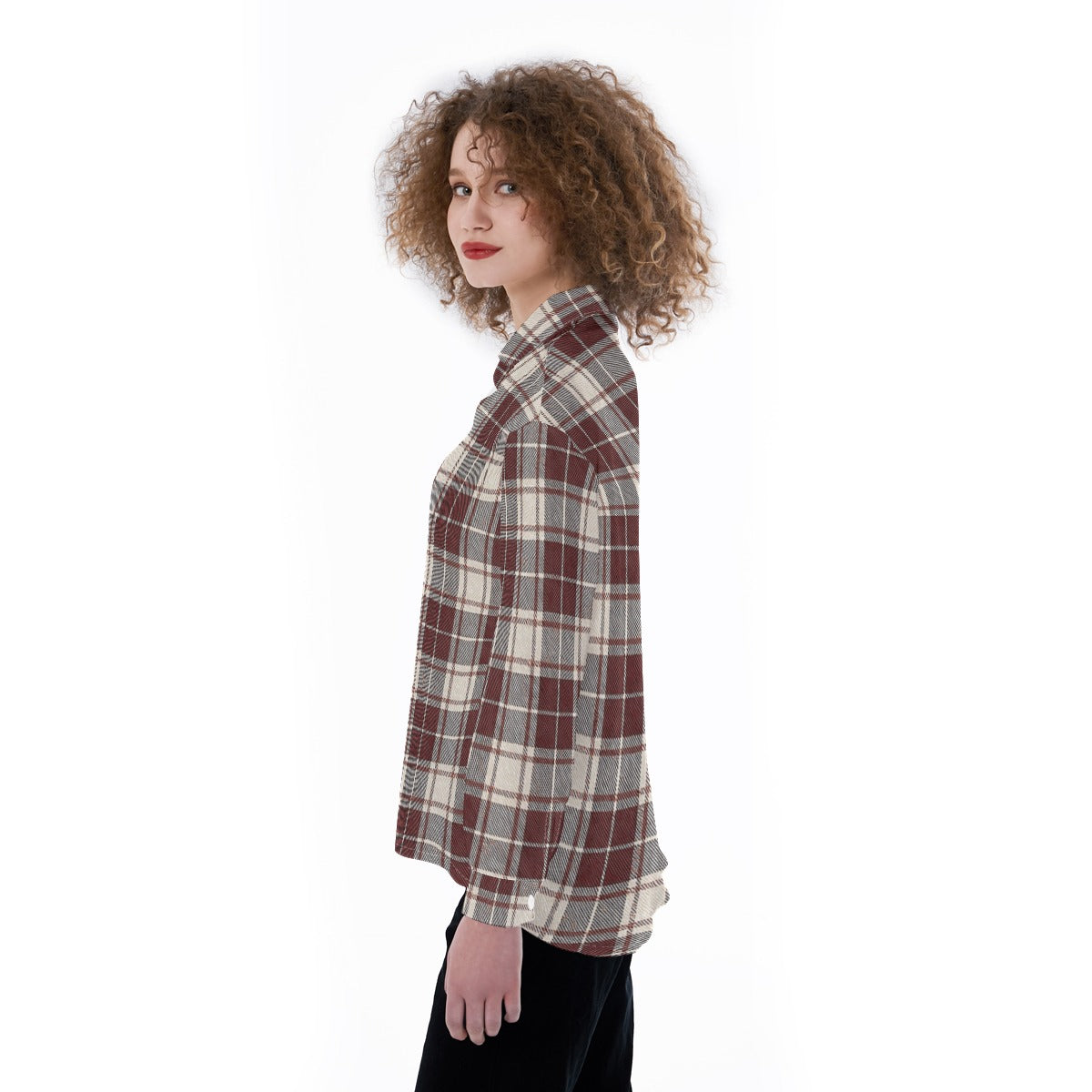 Oklahoma Tartan Plaid Sooners Women's Satin Shirt