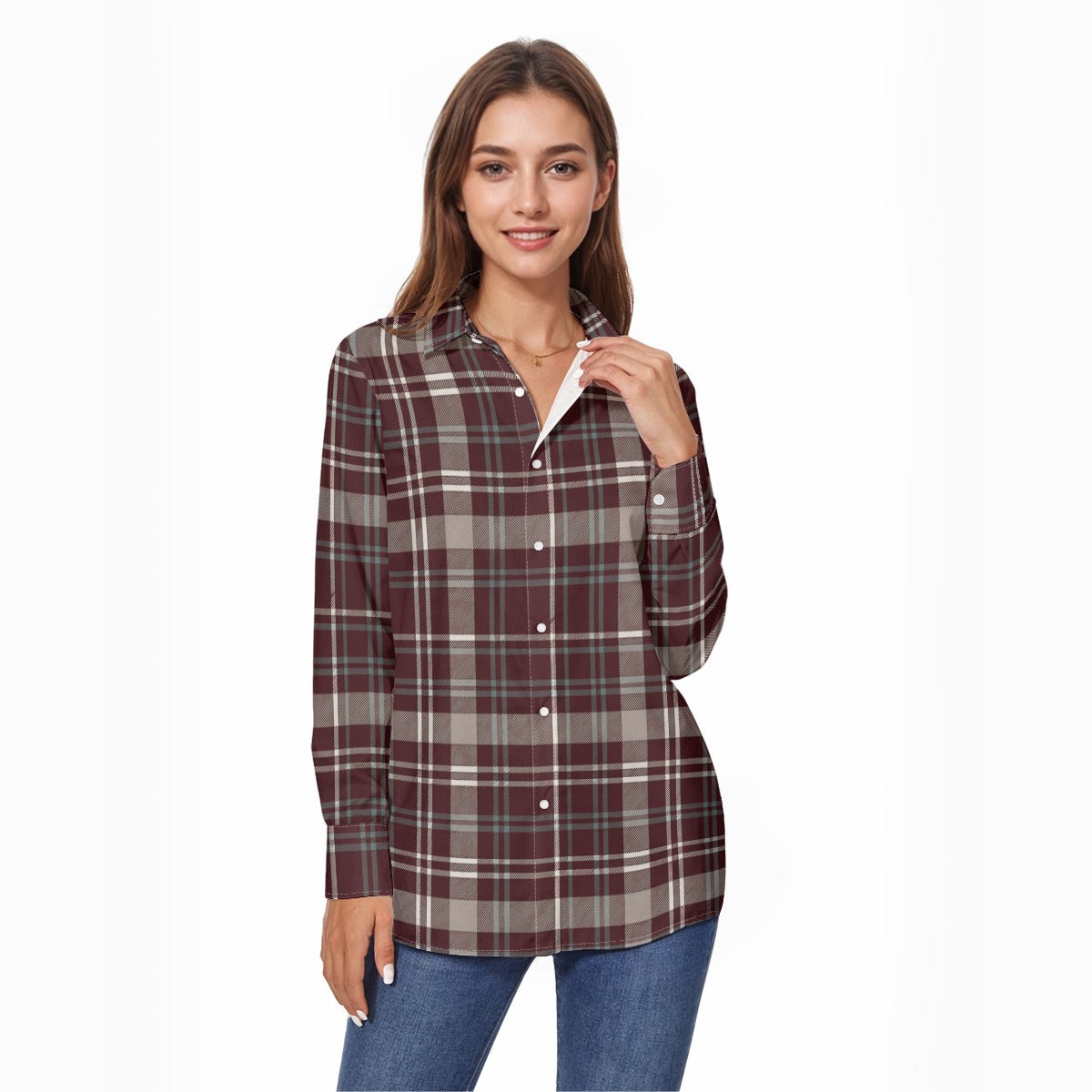 Texas Tartan Plaid A&M - Aggies Women's Comfort Shirt With Button|125GSM Cotton