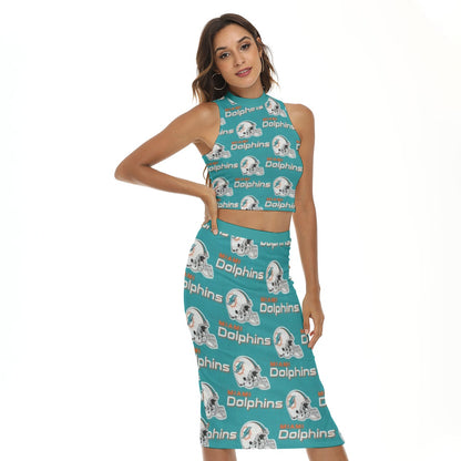 Miami Football Game Day All-Over Print Women's Tank Top & Split High Skirt Set