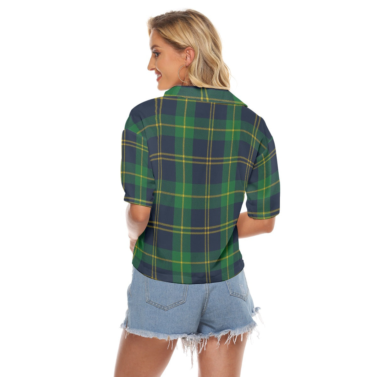 Urban Legend Notre Dame Fighting Irish Tartan Plaid Women's V-Neck Shirt – Navy and Gold College Str