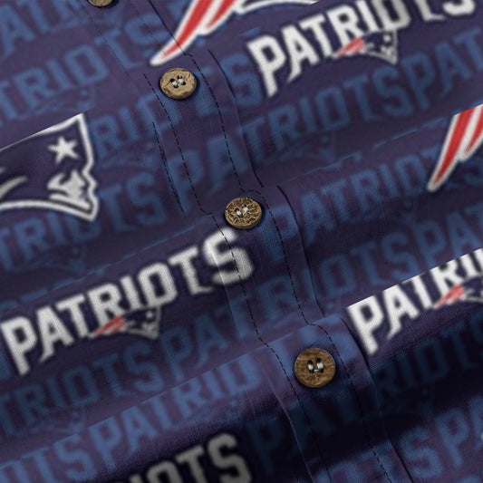 New England Football Game Day All-Over Print Men's Casual Lapel Long Sleeve Shirt|125GSM Cotton