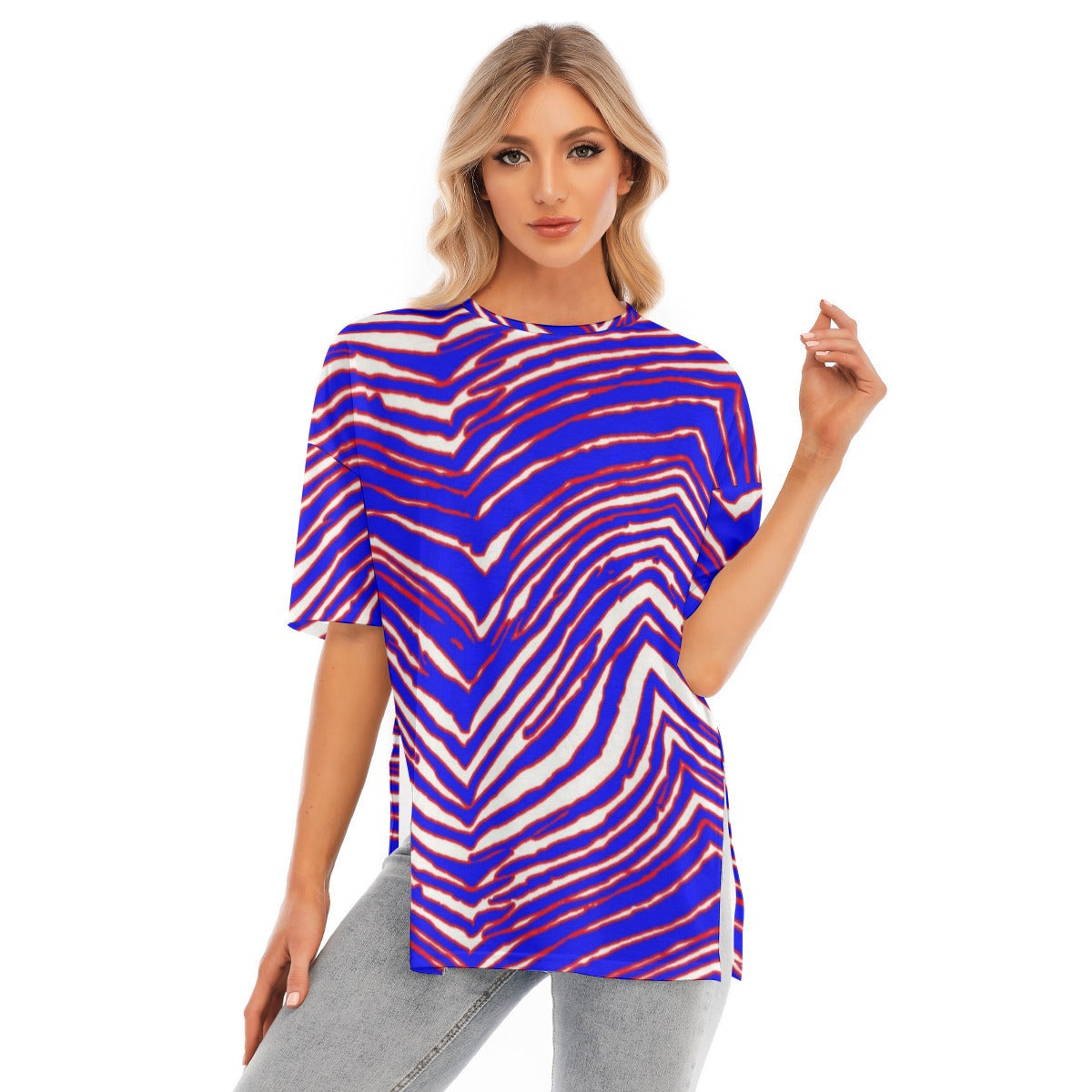 Buffalo Bills Zubaz Women's Short Sleeves T-shirt With Hem Split