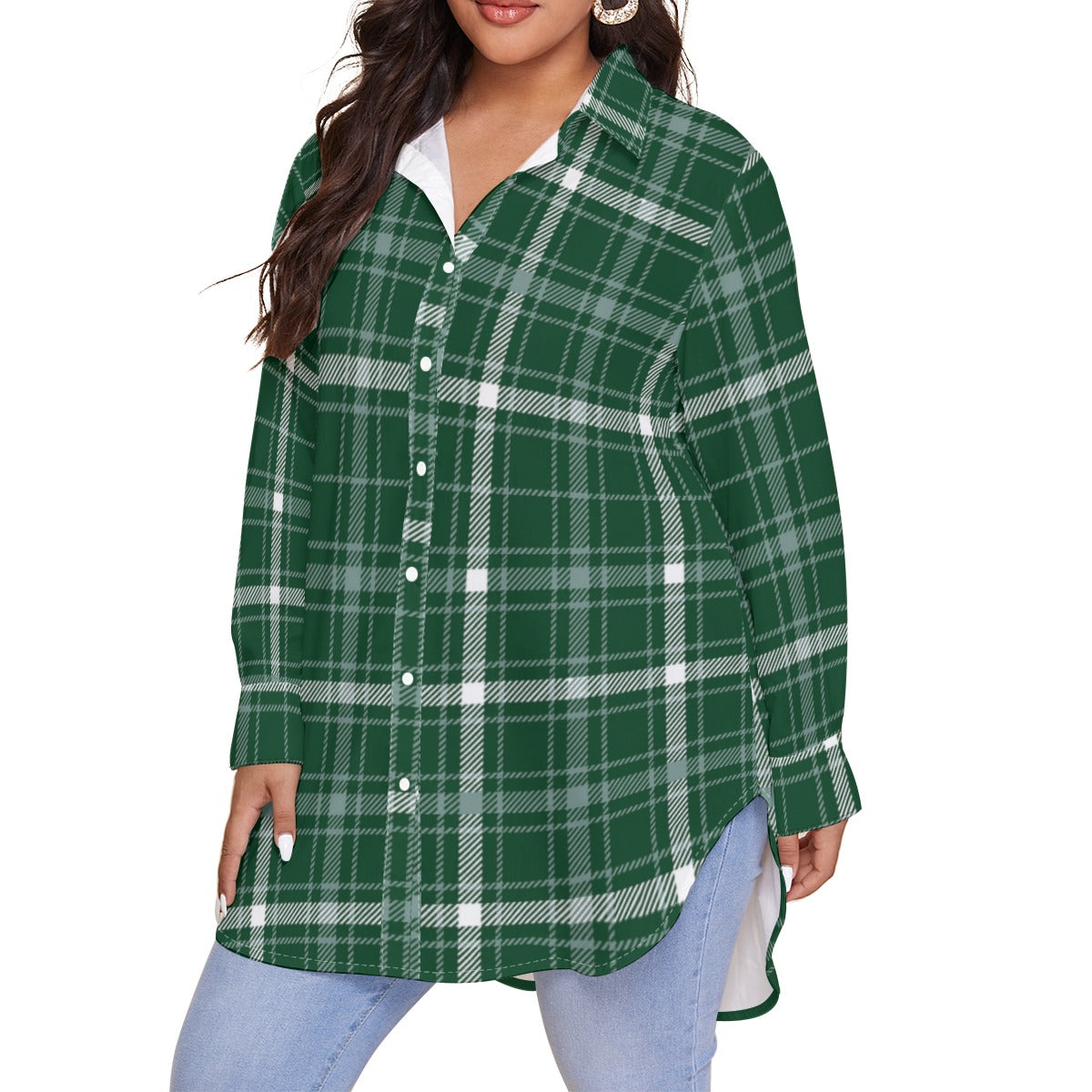 Michigan State Tartan Plaid Spartans Women's Shirt With Long Sleeve(Plus Size)