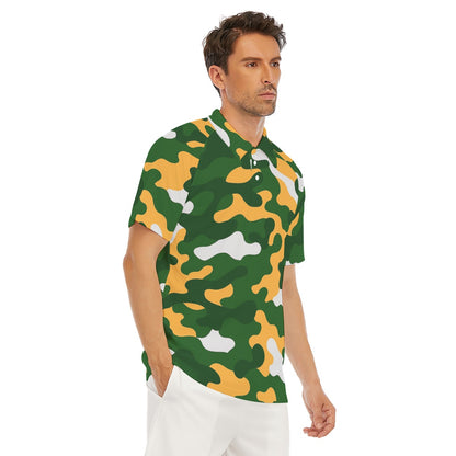 Green Bay Football Game Day All-Over Print Men's Short Sleeve Polo Shirt With Button Closure