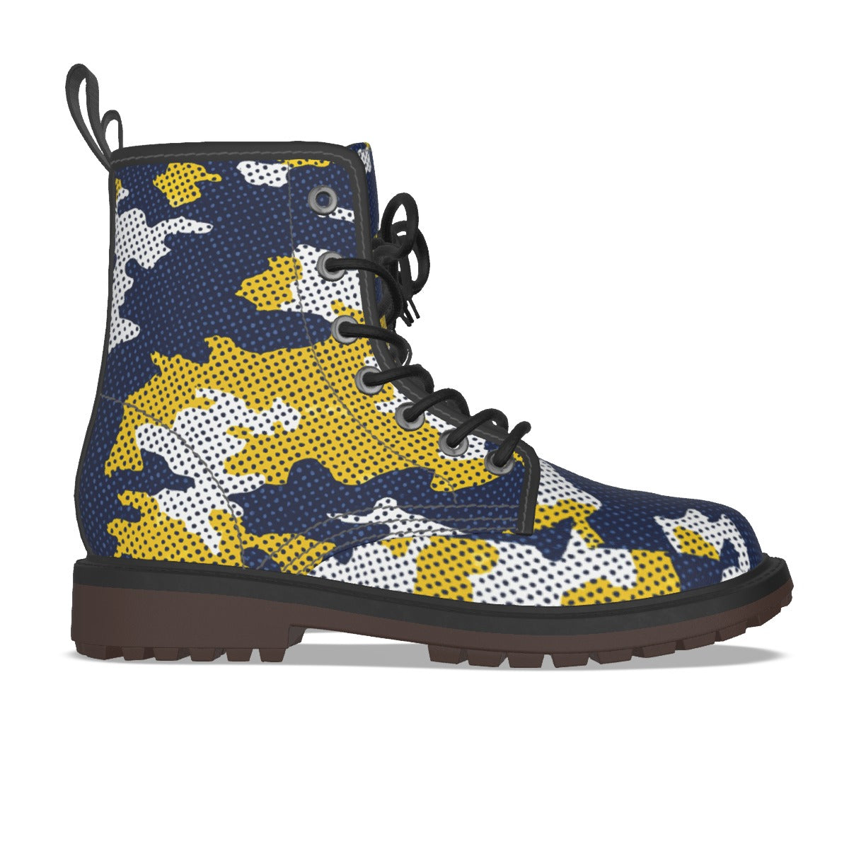Urban Legend Michigan Maize and Blue Camo Martin Short Boots – Wolverines-Inspired Streetwear for Ga