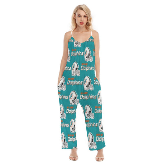 Miami Football Game Day All-Over Print Women's Loose Cami Jumpsuit