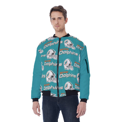 Miami Football Game Day All-Over Print Men's Bomber Jacket With Sleeve Pocket