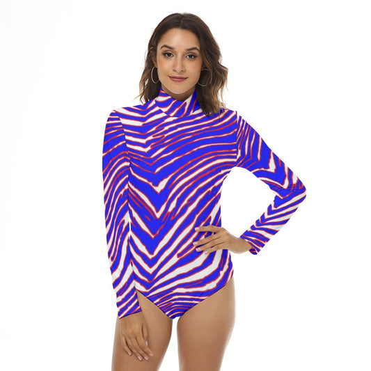 Buffalo Bills Zubaz Women's Stretchy Turtleneck Long Sleeve Bodysuit