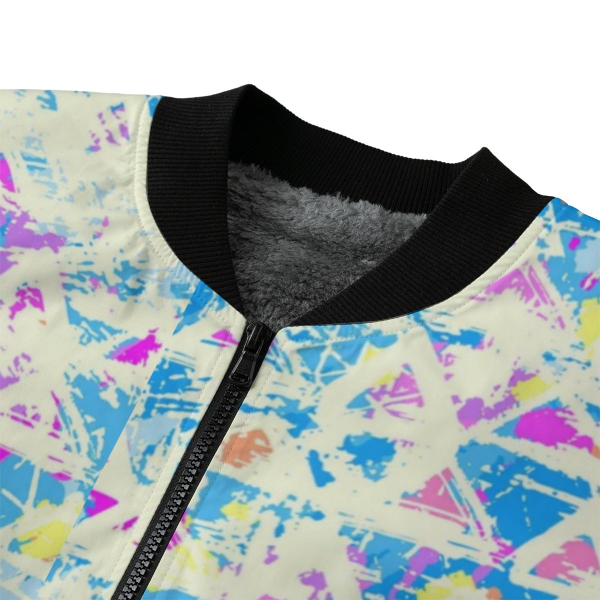 Graffiti Explosion Brushpen Textile Doodle Seamless Fleece Bomber Jacket – Urban Streetwear Style