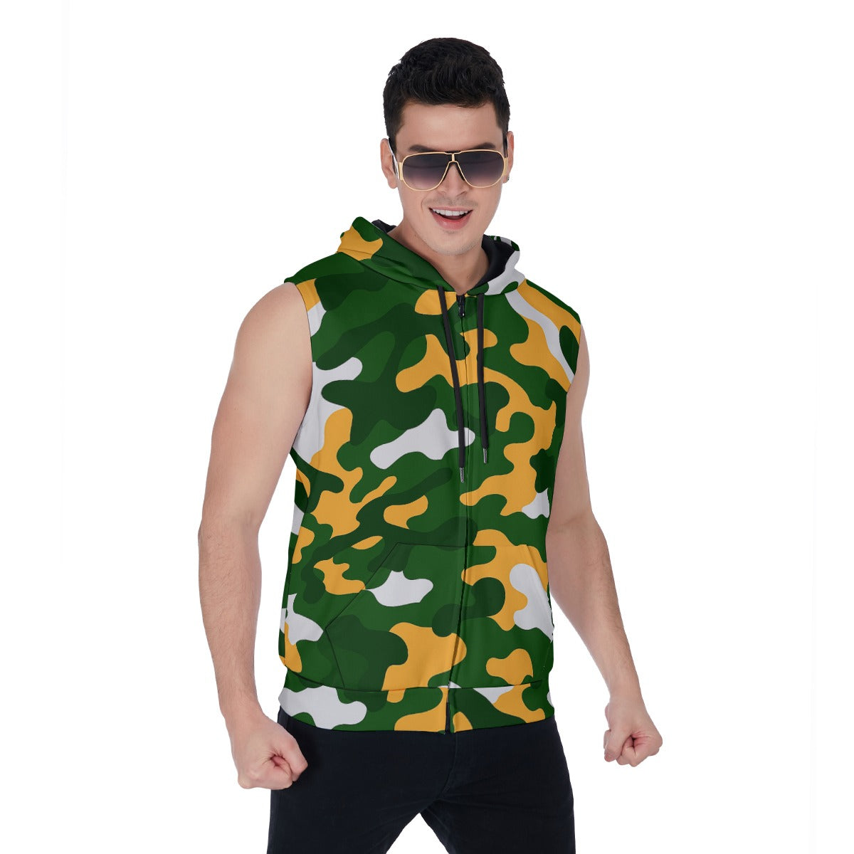 Green Bay Football Game Day All-Over Print Men's Zipper-Up Sleeveless Hoodie