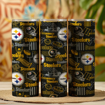 Pittsburgh Steelers Skinny Tumbler Stainless Steel with Lids 20OZ