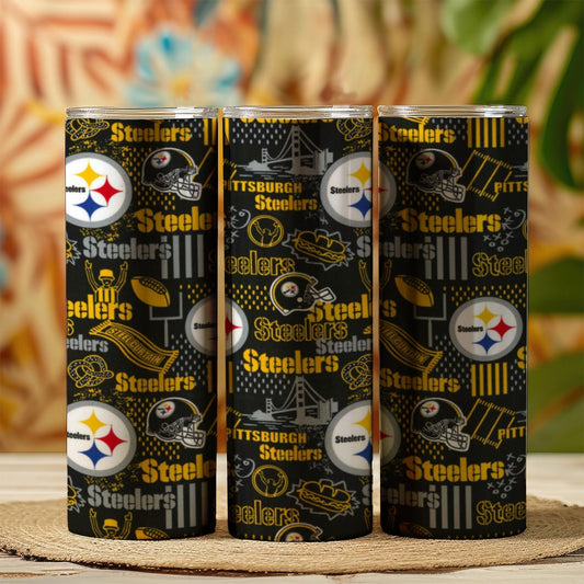 Pittsburgh Steelers Skinny Tumbler Stainless Steel with Lids 20OZ